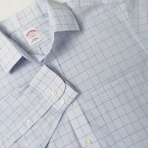Brooks Brothers blue red plaid button down shirt 15 2/3
